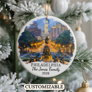 Personalised Philadelphia Ornament, Pennsylvania Ceramic Ornament