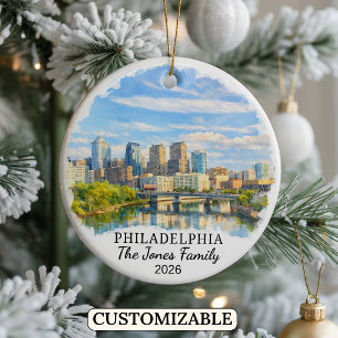 Personalised Philadelphia Ornament, Pennsylvania Ceramic Ornament