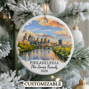 Personalised Philadelphia Ornament, Pennsylvania Ceramic Ornament