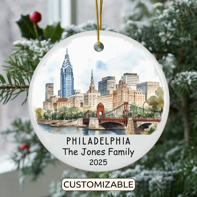 Personalised Philadelphia Ornament, Pennsylvania Ceramic Ornament (Creator Uploaded)