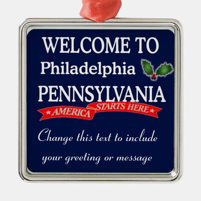 Personalised Philadelphia PA Christmas Ornament (Front)