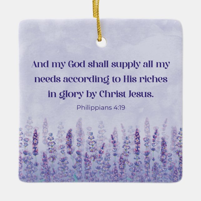 Personalised Philippians 4:19 God Will Supply All Ceramic Ornament (Front)