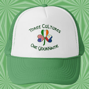 Personalised Philippines Ireland USA Flag Shamrock Trucker Hat