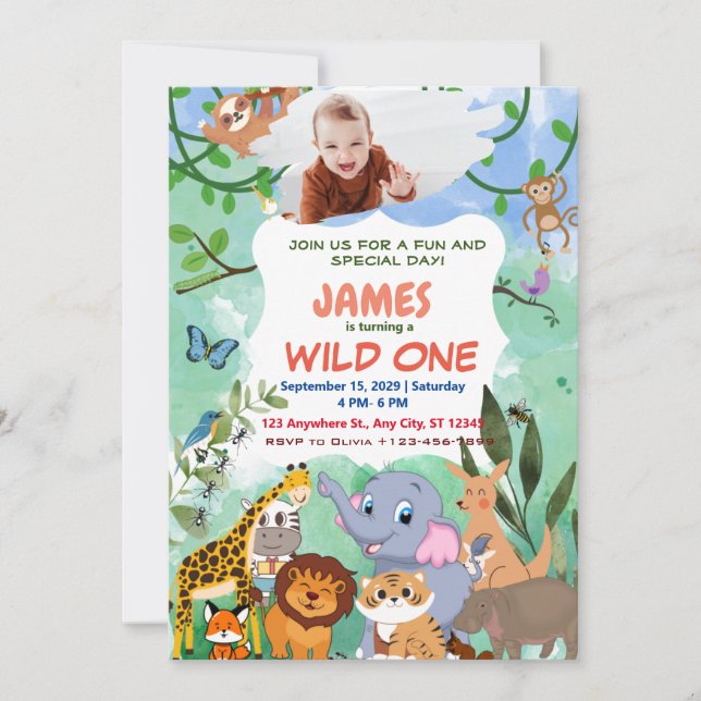 personalised photo1st Birthday wild one Invitation (Front)