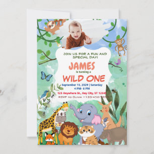 personalised photo1st Birthday wild one Invitation