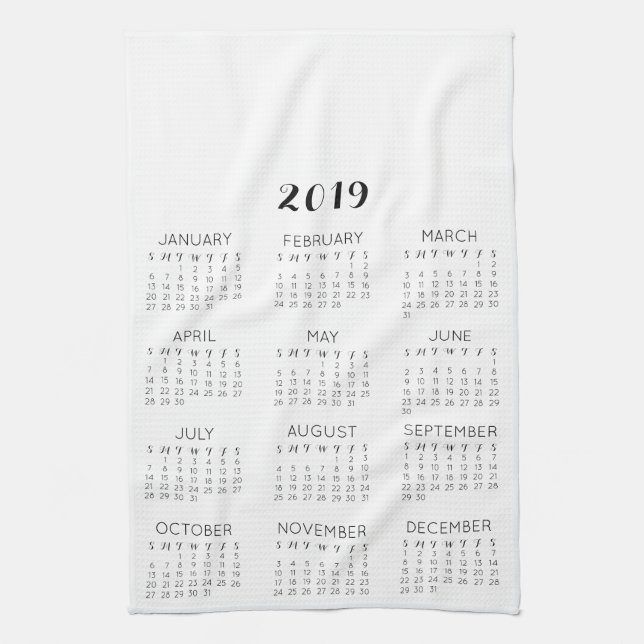 Personalised Photo 2019 Calendar DIY Tea Towel (Vertical)