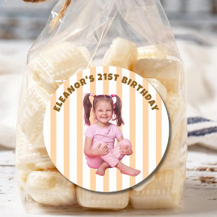 Personalised Photo 20th 30th Birthday Party Favour Classic Round Sticker