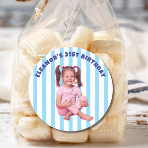 Personalised Photo 20th 30th Birthday Party Favour Classic Round Sticker