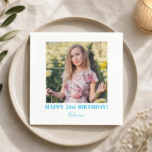 Personalised Photo 21st 30th 40th 50th 60 Birthday Napkin