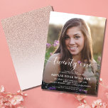 Personalised Photo 21st Birthday Party Rose Gold Invitation<br><div class="desc">Girly rose gold glitter twenty first birthday invitation featuring a custom photo invite template that is easy to personalise.
To resize and position your photo,  click on the "CUSTOMIZE IT" button.</div>