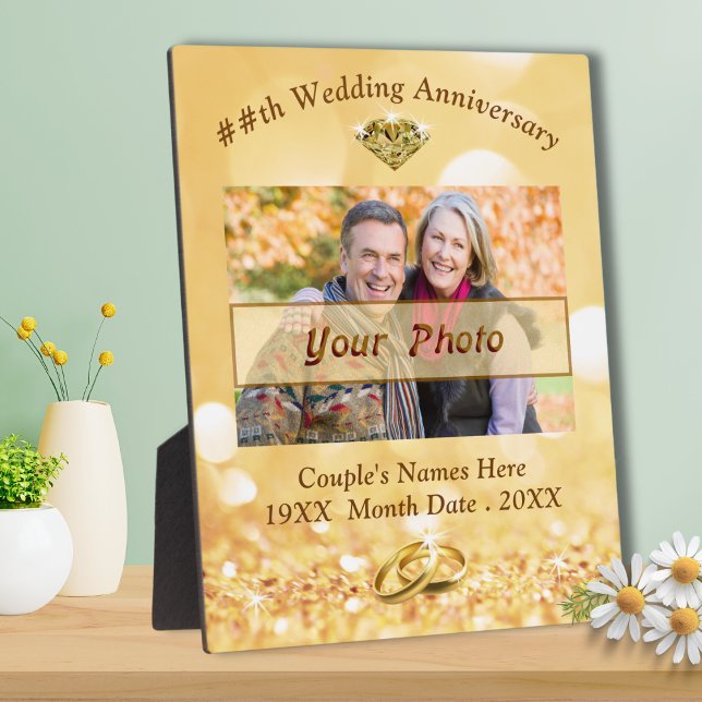 Personalised Photo 50th Wedding Anniversary Plaque (Personalised anniversary plaque. 50th anniversary plaque personalized, with Photo. Anniversary Gifts)