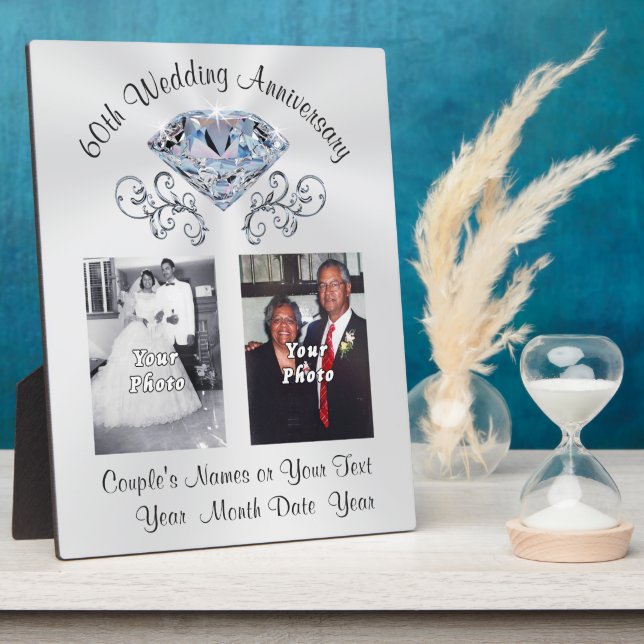 Personalised Photo 60th Anniversary Gift Plaque (Side)