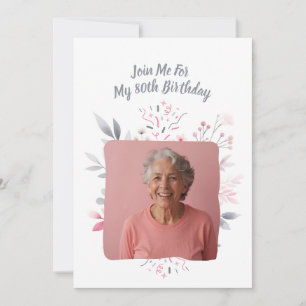 Personalised Photo 80 Years Custom 80th Birthday Invitation