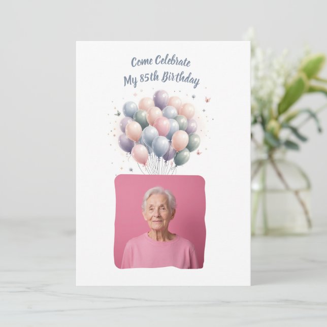 Personalised Photo 85 Years Custom Invitation (Standing Front)