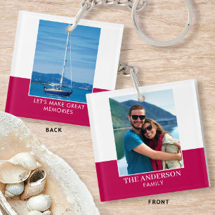 Personalised Photo Add Your Own Name Pink Key Ring