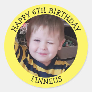 Personalised Photo, Age and Name Birthday Classic Round Sticker
