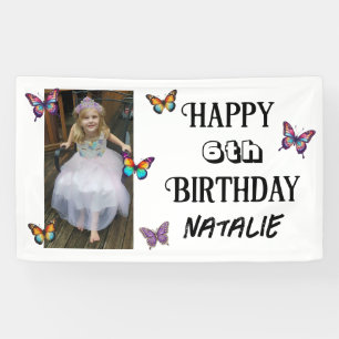 Personalised Photo and Age Butterfly Birthday Banner