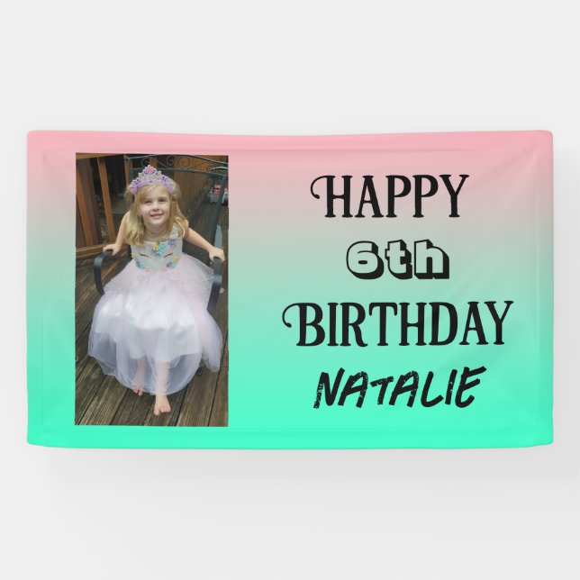 Personalised Photo and Age Happy Birthday Banner (Horizontal)