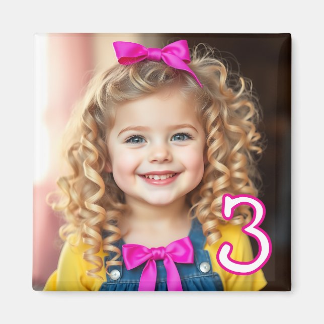 Personalised Photo and Age Refrigerator  Magnet (Front)