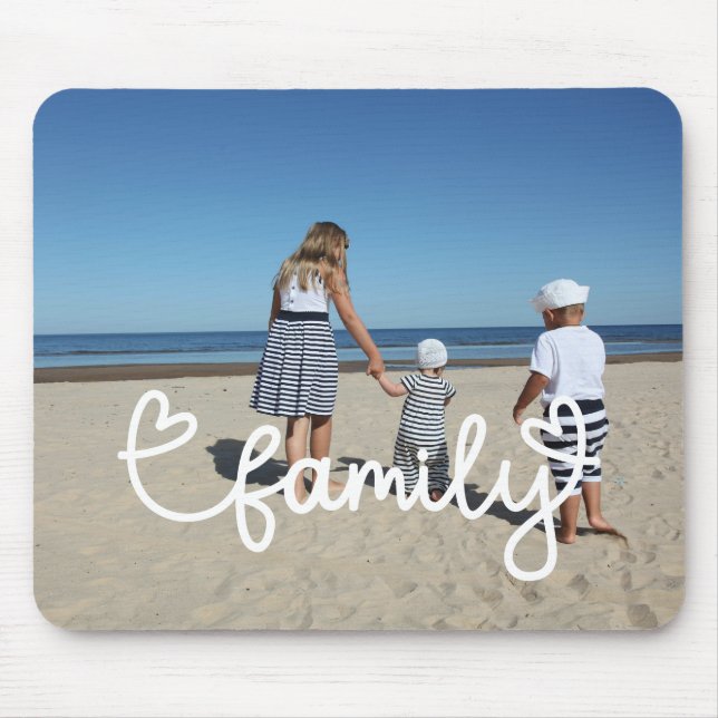 Personalised Photo and Family Text With Hearts Mouse Pad (Front)