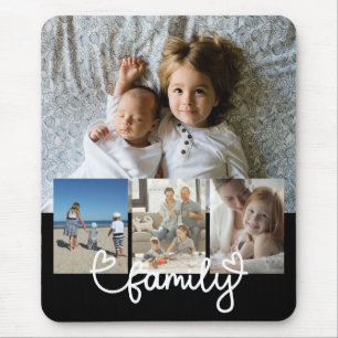 Personalised Photo and Family Text With Hearts Mouse Pad