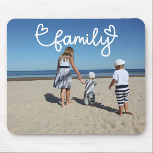 Personalised Photo and Family Text With Hearts Mouse Pad