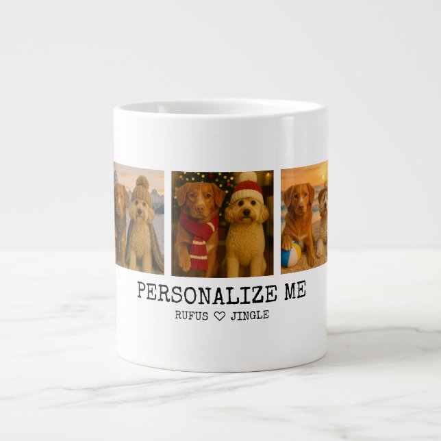 Personalised Photo and Love Heart Best Dog Parent Large Coffee Mug (Front)