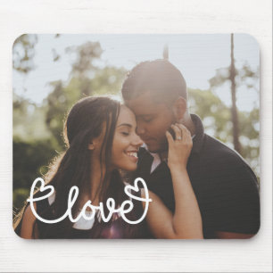 Personalised Photo and Love Text With Hearts Mouse Pad