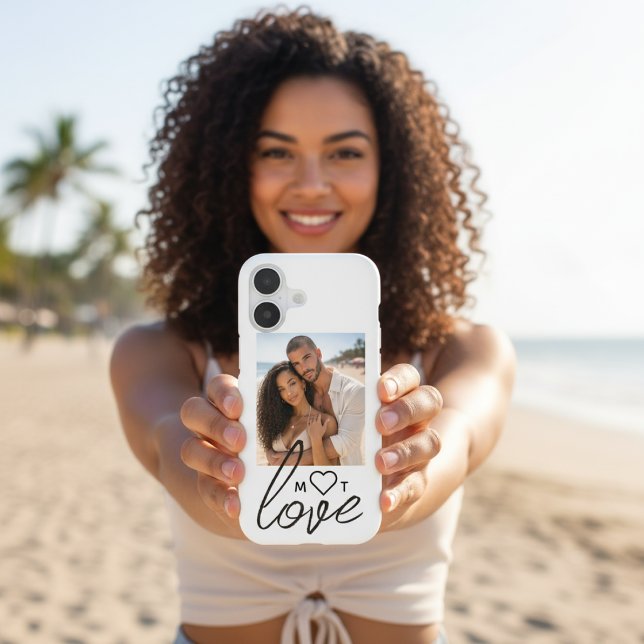 Personalised Photo and Monogram Text Photo Collage (Personalized Photo and Monogram Text Photo Collage iPhone Case by Ricaso. Love heart detail)