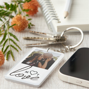 Personalised Photo and Monogram Text Photo Collage Key Ring