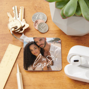 Personalised Photo and Monogram Text Photo Collage Key Ring