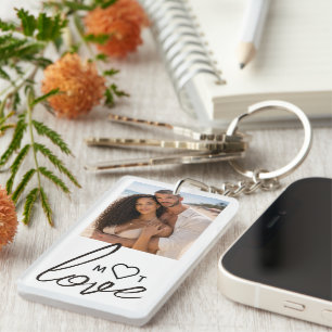 Personalised Photo and Monogram Text Photo Collage Key Ring