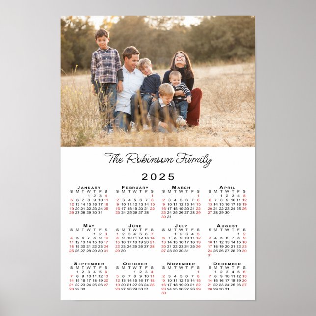 Personalised Photo and Name 2025 Calendar Poster (Front)