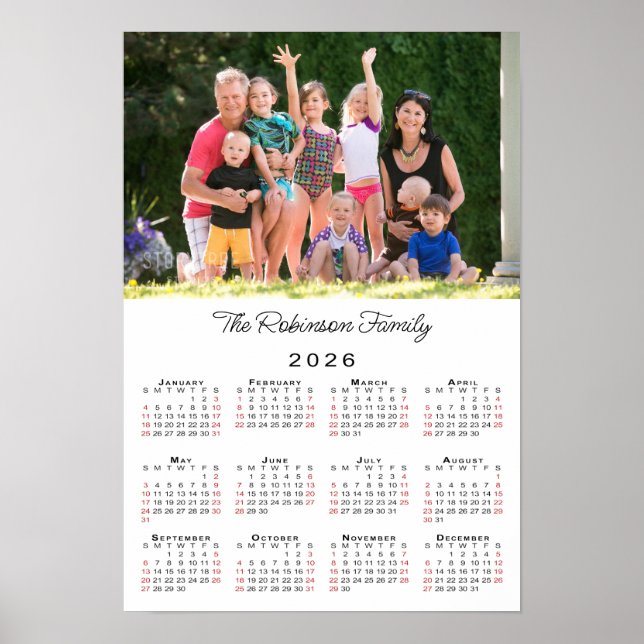 Personalised Photo and Name 2026 Calendar Poster (Front)