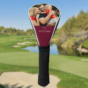 Personalised Photo And Name Burgundy Red Golf Head Cover