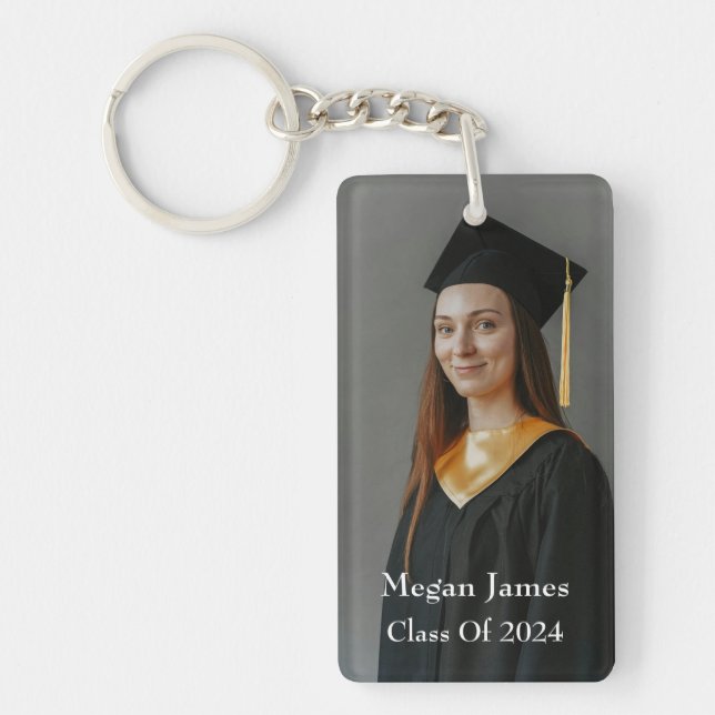 Personalised Photo and Name Class of 2024 Graduate Key Ring (Front)