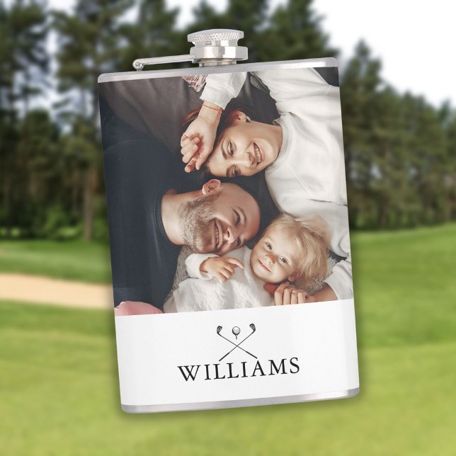 Personalised Photo And Name Golf Clubs Hip Flask (Personalized Photo And Name Golf Clubs Flask)