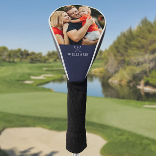 Personalised Photo And Name Golf Clubs Navy Blue Head Cover