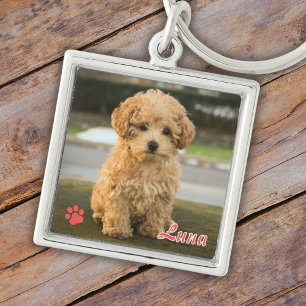 Personalised Photo and Name in Red Key Ring