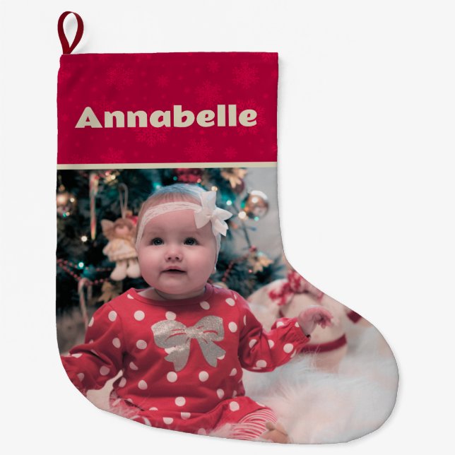 Personalised Photo and Name  Large Christmas Stocking (Front)