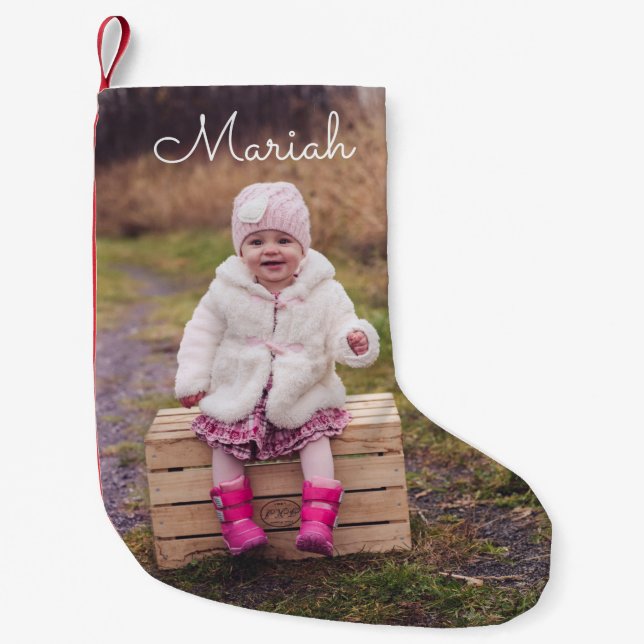 Personalised Photo and Name Small Christmas Stocking (Front)
