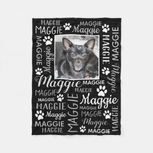 Personalised Photo and Names Black Dog Blanket