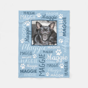 Personalised Photo and Names   Blue Dog Blanket