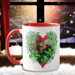 Personalised Photo and Names | Our First Christmas Mug<br><div class="desc">Personalised,  "Our First Christmas Together" holiday mug. Just add your favourite photo,  names and date in the personalise area. Pretty foliage and Christmas flowers heart border.</div>