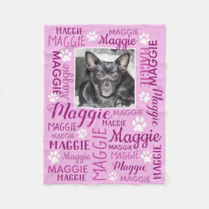 Personalised Photo and Names Rose Pink Dog Blanket