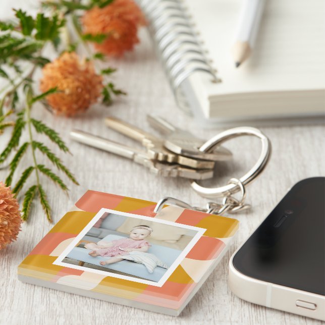 Personalised Photo and Pattern Key Ring (Front Right)