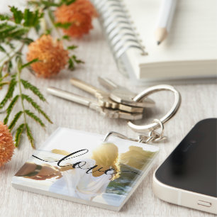 Personalised Photo and Script Text Key Ring