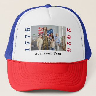 Personalised Photo and Text 1776 2026 Patriotic Trucker Hat
