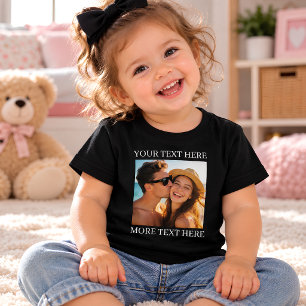 Personalised Photo and Text Black Baby T-Shirt