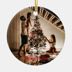 Personalised Photo and Text Custom Family  Ceramic Ornament